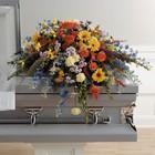 The Colorful Memory Casket Spray from Designs by Dennis, florist in Kingfisher, OK