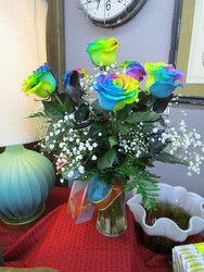 6 Rainbow Roses  from Designs by Dennis, florist in Kingfisher, OK