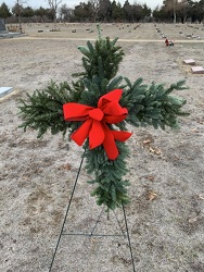 Evergreen Cross Holiday Memorial from Designs by Dennis, florist in Kingfisher, OK